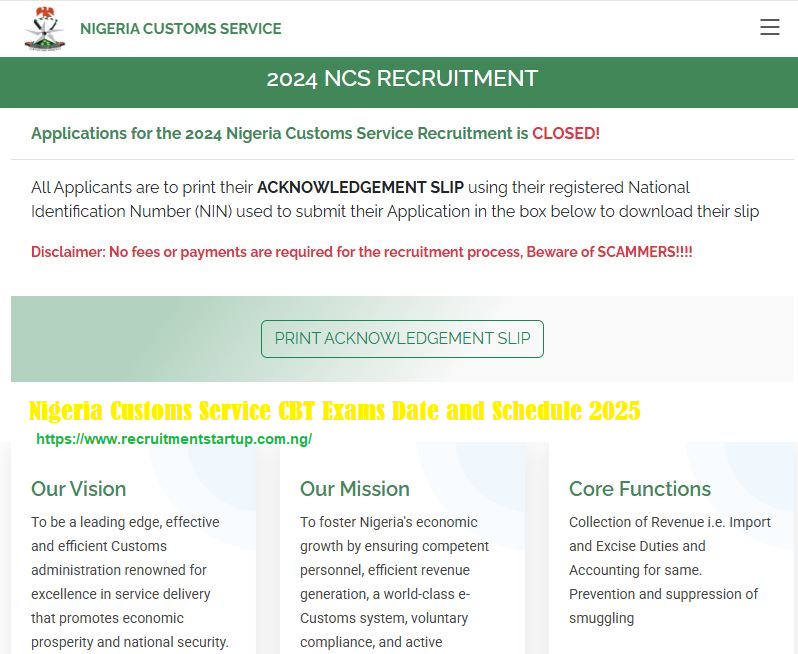 Nigeria Customs Service CBT Exams Date and Schedule 2026 Nigeria Customs Service CBT Exams Date and Schedule 2026